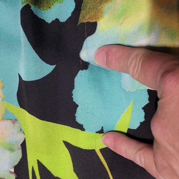 RANNA GILL Maxi Skirt, S, Color Block Floral, Pleated, Side Zipper, Multicolor - Picture 11 of 15